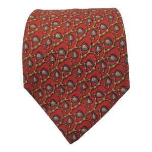 SALVATORE FERRAGAMO Red Tree Trunk Print Silk Tie Made In Italy 58”/3".3/4 EX CD